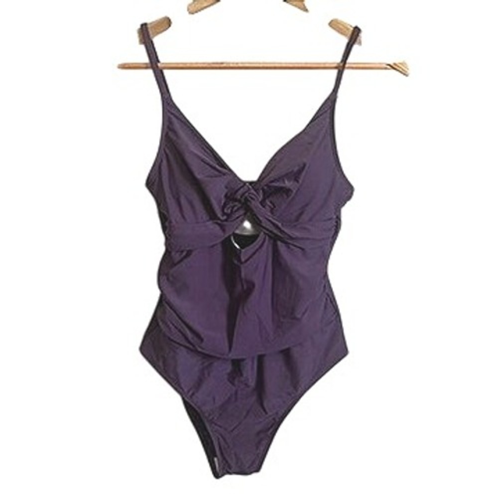 Women's Plum One Piece Swimsuit Twist Front Tummy Control Shaping Size S